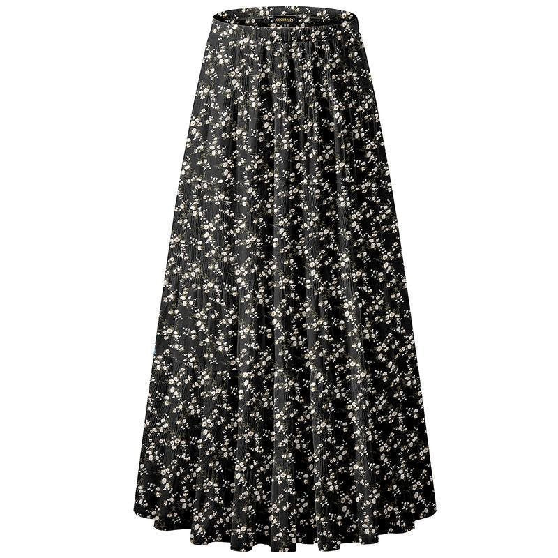 Women's Floral High-Waist A-Line Maxi Skirt