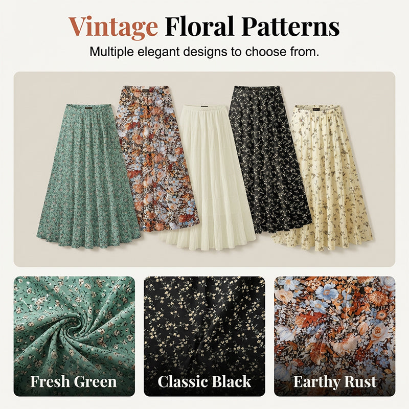 Women's Floral High-Waist A-Line Maxi Skirt