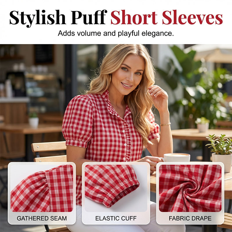 Women's Casual Ruffled Puff Sleeve Top