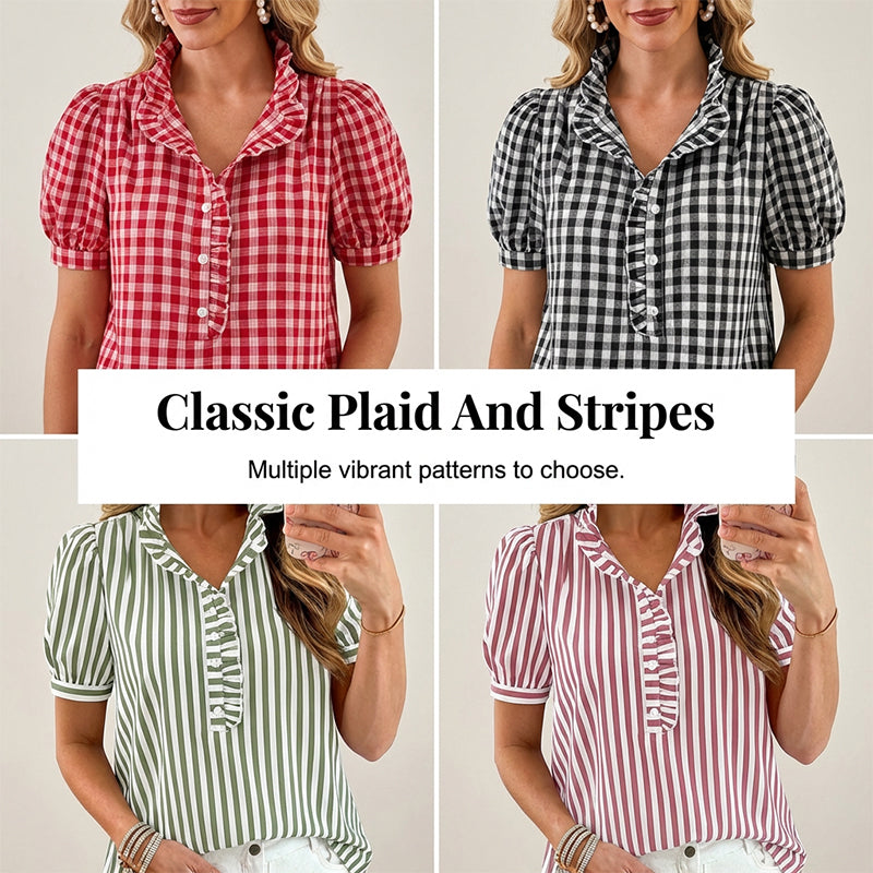 Women's Casual Ruffled Puff Sleeve Top
