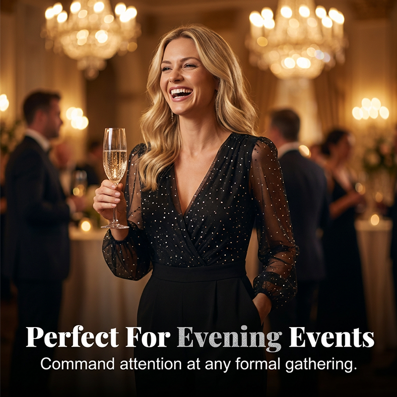 🌞Frühlingserwachen: 50% Rabatt!🪄Schlankmachender Abend-Einteiler mit V-Ausschnitt – Dein Wow-Effekt für Events
