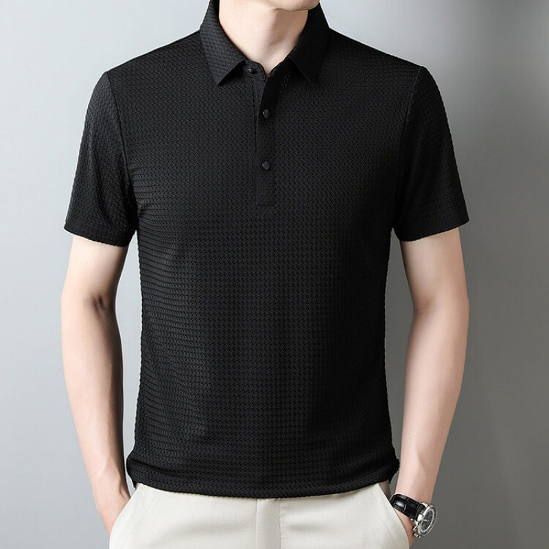 🌞Frühlingserwachen: 50% Rabatt!❄️Premium Eisenseiden-Polo für Herren: Kühl-Effekt & Absolut Bügelfrei