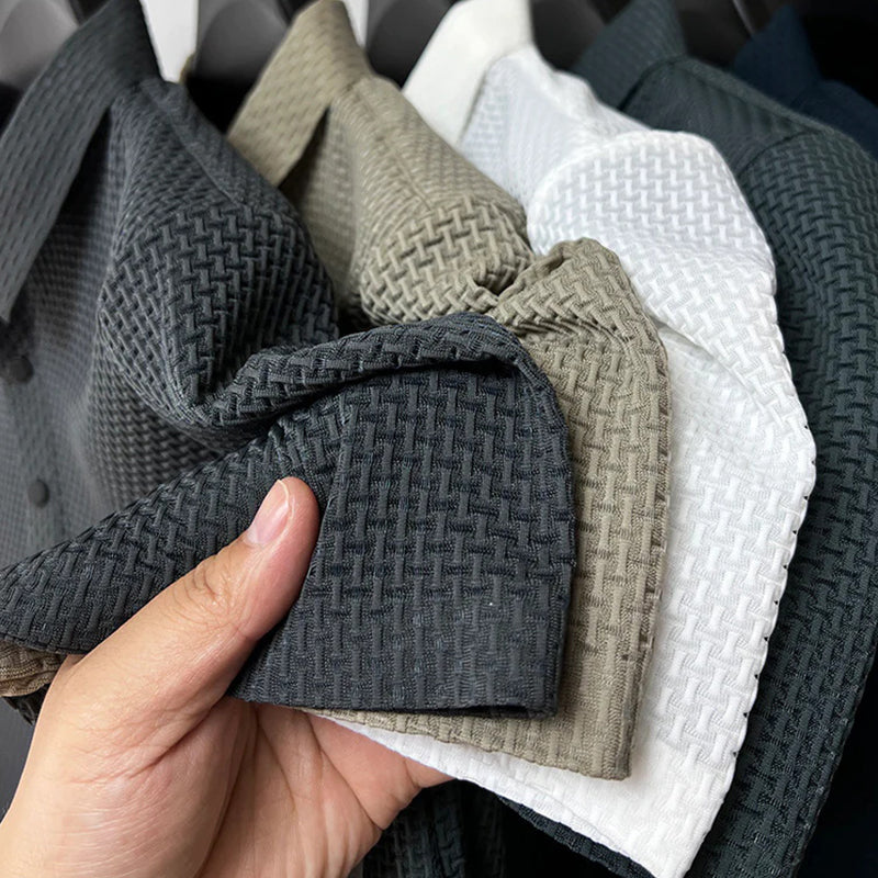 🌞Frühlingserwachen: 50% Rabatt!❄️Premium Eisenseiden-Polo für Herren: Kühl-Effekt & Absolut Bügelfrei