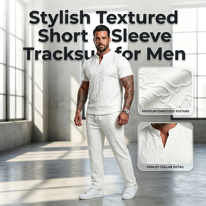 🌞Frühlingserwachen: 50% Rabatt!🪄"Urban Luxe" 3D-geprägter Henley-Trainingsanzug – Thermoregulation & Premium-Style | S-5XL