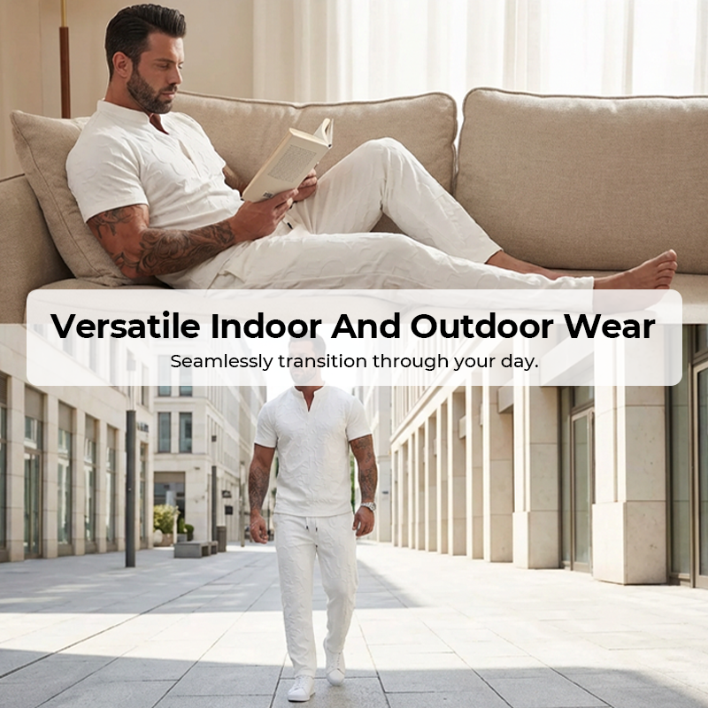 🌞Frühlingserwachen: 50% Rabatt!🪄"Urban Luxe" 3D-geprägter Henley-Trainingsanzug – Thermoregulation & Premium-Style | S-5XL